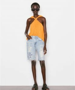 Frame-denim Women Draped Halter Top -- Kumquat