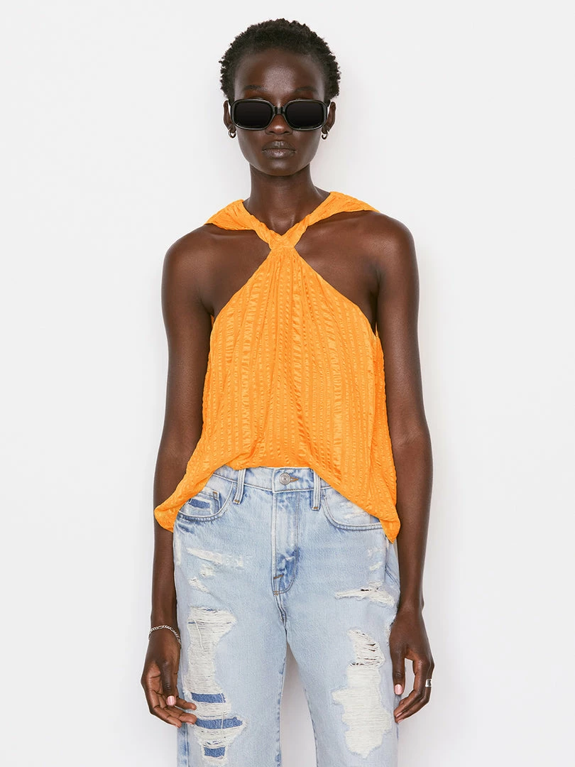 Promo ๐งจ Frame-denim ๐ฉ Women Draped Halter Top -- Kumquat ๐ฅ 1 Frame-denim Women Draped Halter Top -- Kumquat