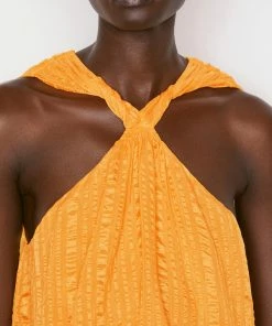 Promo ๐งจ Frame-denim ๐ฉ Women Draped Halter Top -- Kumquat ๐ฅ 10 Frame-denim Women Draped Halter Top -- Kumquat