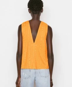 Promo ๐งจ Frame-denim ๐ฉ Women Draped Halter Top -- Kumquat ๐ฅ 13 Frame-denim Women Draped Halter Top -- Kumquat