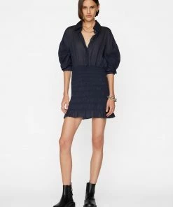 Frame-denim Smocked Shirt Dress -- Navy Women
