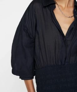 Frame-denim Smocked Shirt Dress -- Navy Women