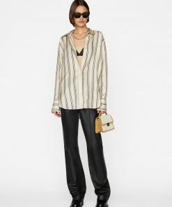 Frame-denim Women The Oversized Shirt -- Vanilla Multi