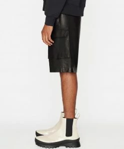 New 🥰 Frame-denim Men Cargo Leather Short -- Noir 🥰 11 Frame-denim Men Cargo Leather Short -- Noir