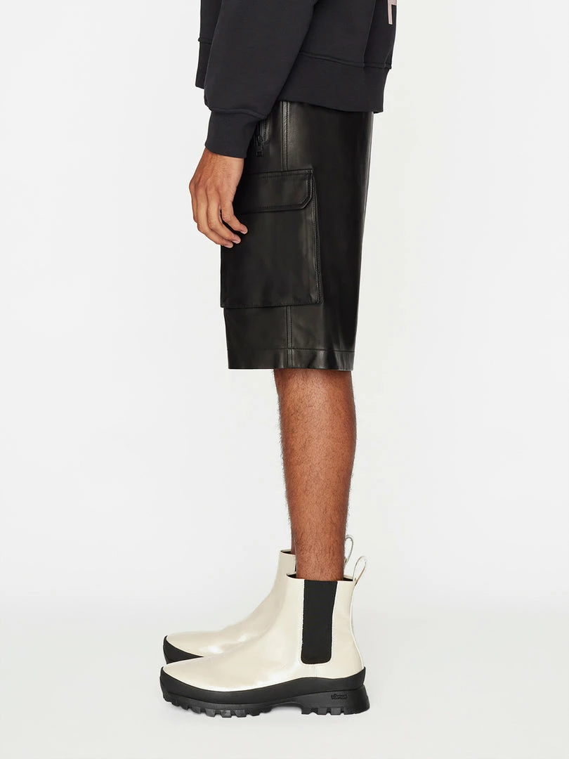New 🥰 Frame-denim Men Cargo Leather Short -- Noir 🥰 5 Frame-denim Men Cargo Leather Short -- Noir
