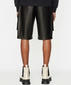 New 🥰 Frame-denim Men Cargo Leather Short -- Noir 🥰 13 Frame-denim Men Cargo Leather Short -- Noir