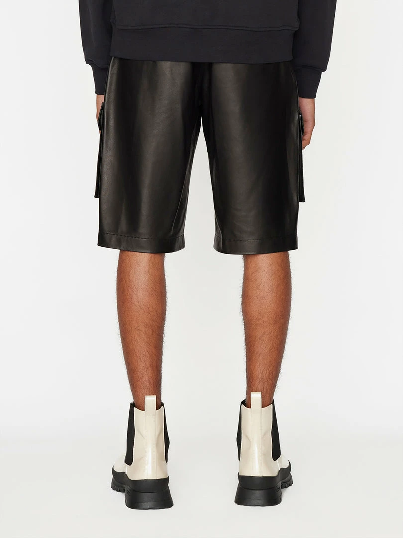 New 🥰 Frame-denim Men Cargo Leather Short -- Noir 🥰 7 Frame-denim Men Cargo Leather Short -- Noir