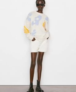 Frame-denim Women Abstract Intarsia Sweater -- Bone Multi