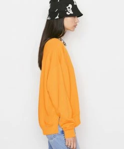Frame-denim Women Side Slit Sweatshirt -- Kumquat