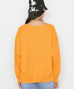 Frame-denim Women Side Slit Sweatshirt -- Kumquat