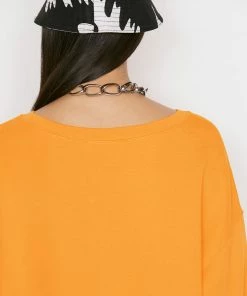 Frame-denim Women Side Slit Sweatshirt -- Kumquat