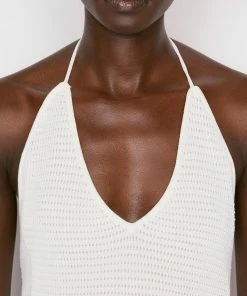 Frame-denim Women Crochet Halter Bodysuit -- Off White