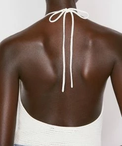 Frame-denim Women Crochet Halter Bodysuit -- Off White