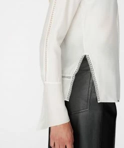 Frame-denim Slim Lace Inset Shirt -- Off White