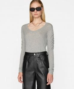 Frame-denim Long Sleeve Scoop Neck Sweater -- Gris Heather