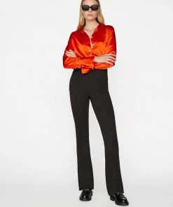 Frame-denim Women Pintuck Jersey Trouser -- Noir Multi