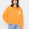 Frame-denim Women Oversized Crew Sweatshirt -- Kumquat