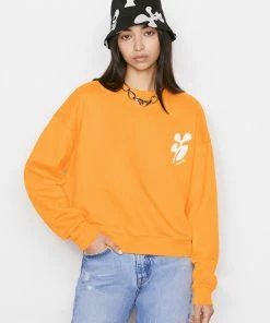 Frame-denim Women Oversized Crew Sweatshirt -- Kumquat