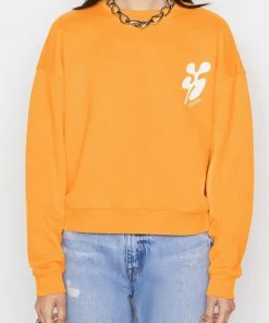 Frame-denim Women Oversized Crew Sweatshirt -- Kumquat