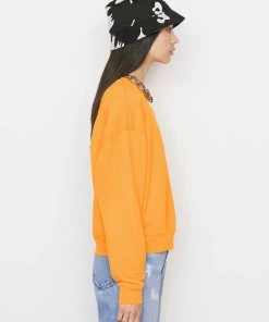 Frame-denim Women Oversized Crew Sweatshirt -- Kumquat