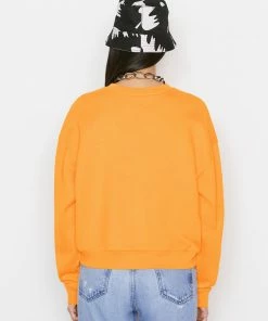 Frame-denim Women Oversized Crew Sweatshirt -- Kumquat