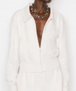 Frame-denim Women Shrunken Track Jacket -- Bone