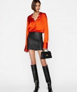 Frame-denim Leather Mini Skirt -- Noir