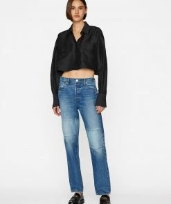 Frame-denim Women Le Slouch Patch Mending -- Patch Mending