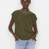 Frame-denim Washable Silk Oversized Tee -- Fatigue