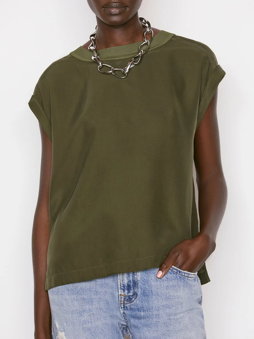 Best Sale ๐ Frame-denim Washable Silk Oversized Tee -- Fatigue ๐ 3 Frame-denim Washable Silk Oversized Tee -- Fatigue