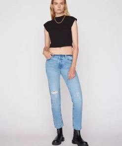 Frame-denim Raw Waist Le Slouch -- Bluejay Rips