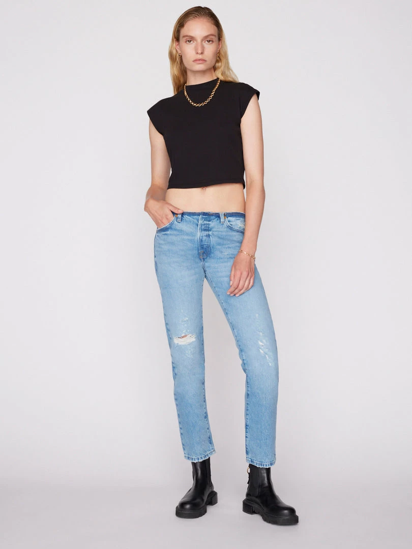 Outlet 😉 Frame-denim Raw Waist Le Slouch -- Bluejay Rips 🤩 2 Frame-denim Raw Waist Le Slouch -- Bluejay Rips