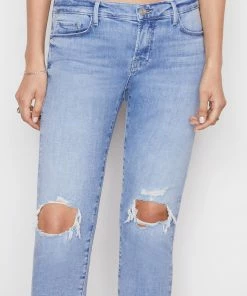 Frame-denim Women Le Garcon Crop -- Cebu Rips