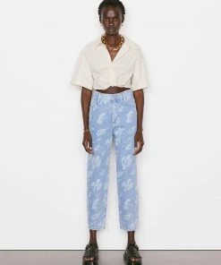 Frame-denim Cropped Twist Front Shirt -- Flax Women
