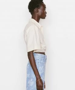 Outlet ๐ฅฐ Frame-denim Cropped Twist Front ๐ Shirt -- Flax ๐ฉ Women โค๏ธ 9 Frame-denim Cropped Twist Front Shirt -- Flax Women