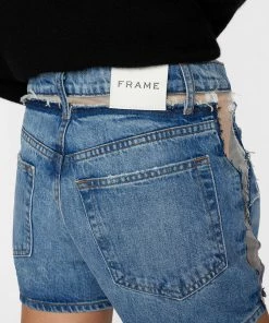 Frame-denim Women Atelier Sheer Insert Short -- Azul
