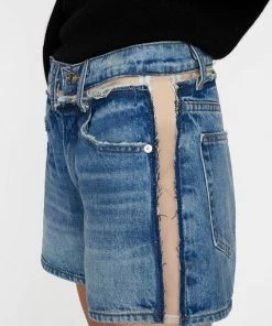 Frame-denim Women Atelier Sheer Insert Short -- Azul