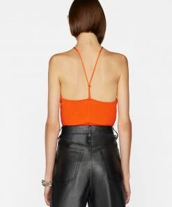 Frame-denim Women Delicate Knot Bodysuit -- Mandarin