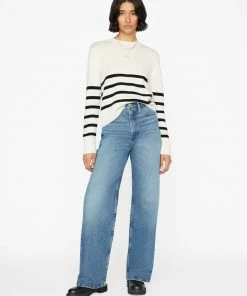 Frame-denim Women Clean Crewneck Sweater -- Off White Multi