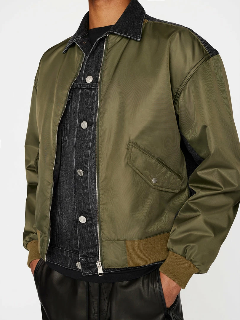 Hot Sale β Frame-denim Layered Double Jacket -- Khaki Black Washed π 3 Frame-denim Layered Double Jacket -- Khaki Black Washed