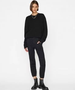 Frame-denim Women Banded Bottom Trapunto Pant -- Overdye Black