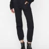 Frame-denim Women Banded Bottom Trapunto Pant -- Overdye Black