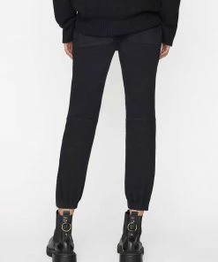 Frame-denim Women Banded Bottom Trapunto Pant -- Overdye Black