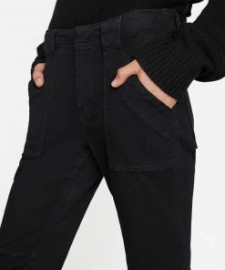 Frame-denim Women Banded Bottom Trapunto Pant -- Overdye Black