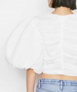 Frame-denim Gathered Puff Sleeve Top -- Blanc Women