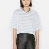 Frame-denim Striped Boxy Crop Tee -- Chambray Blue Multi