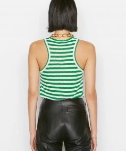Frame-denim Striped Ringer Tank -- Court Green Multi Women
