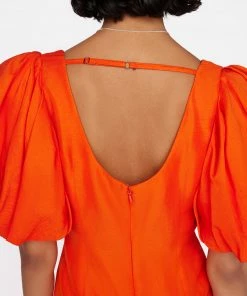 Frame-denim Puff Sleeve U-Neck Dress -- Mandarin Women