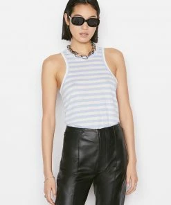 Frame-denim Women Striped Ringer Tank -- Chambray Blue Multi