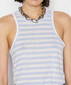 Frame-denim Women Striped Ringer Tank -- Chambray Blue Multi